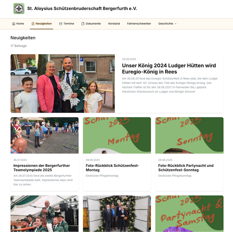 Website inklusive Screenshot